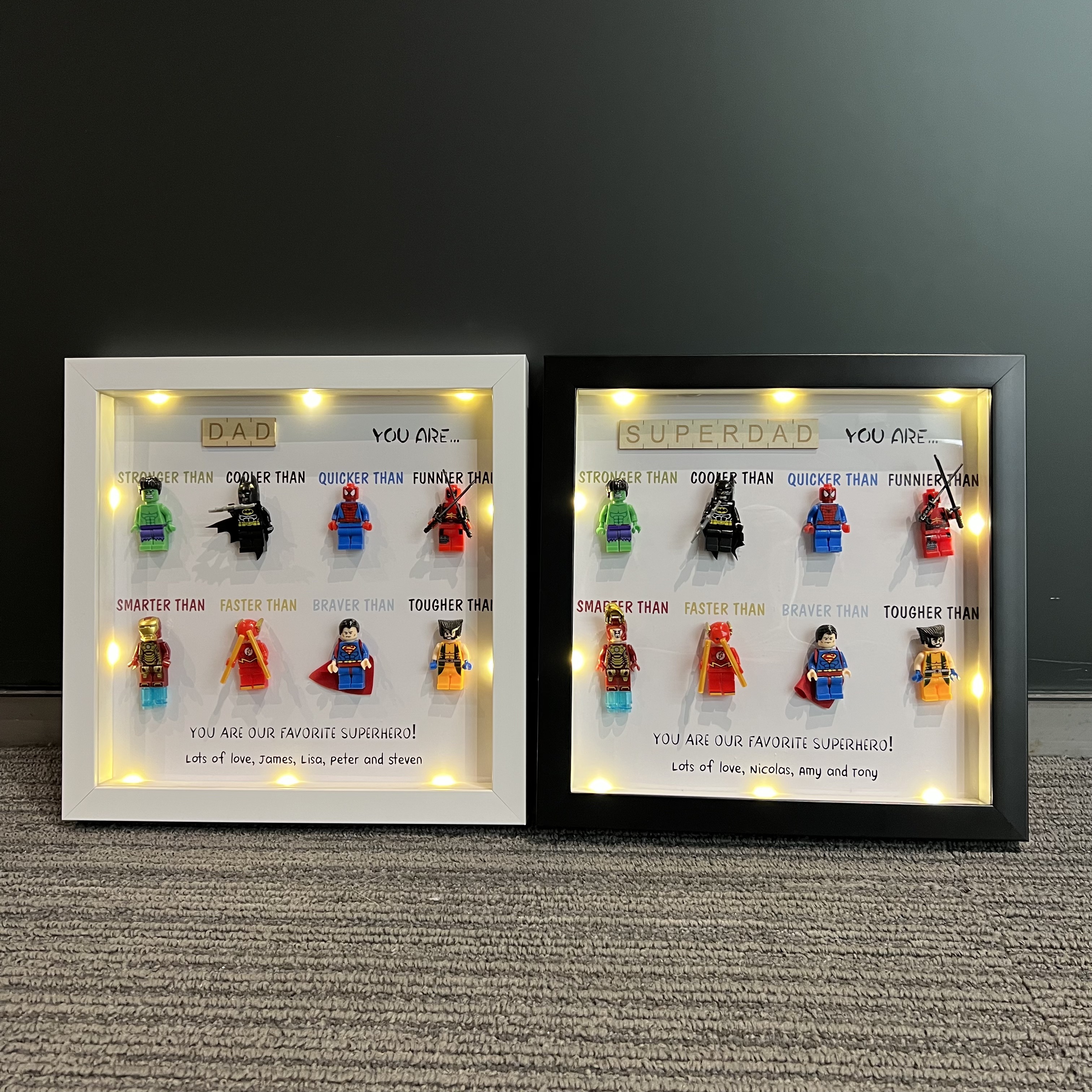 50%OFF ⭐️ Dad You Are Our Favorite Superhero-Custom 8 Superhero Figures Led Light Box Frame