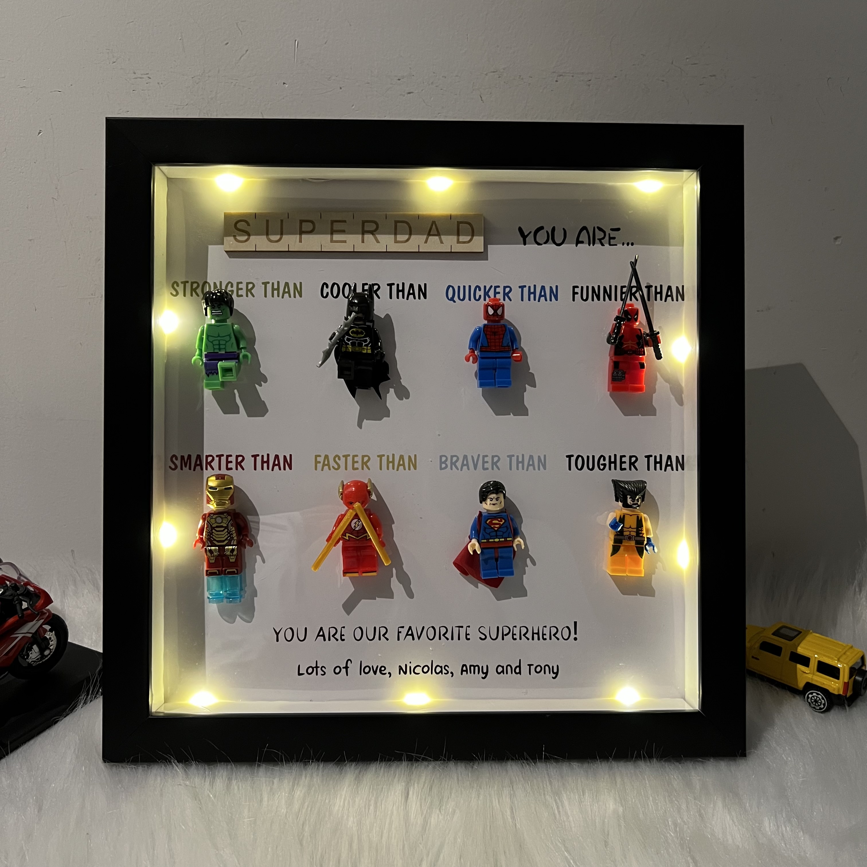 50%OFF ⭐️ Dad You Are Our Favorite Superhero-Custom 8 Superhero Figures Led Light Box Frame