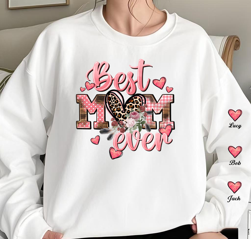 50% OFF🌟 Personalized Leopard Version Best Mom Ever  Sweatshirt