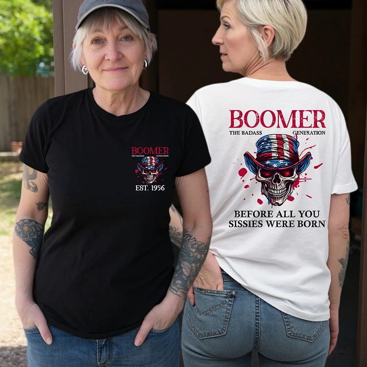 50%off⭐️American Skull Cliparts T-shirt, BOOMER The Badass Generation T-shirt, Unisex Hoodie, Custom Year Of Birth Sweatshirt, Before All You Sissies Were Born T shirt