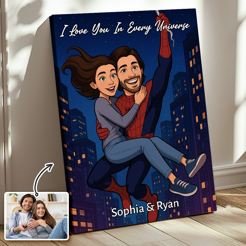 Custom Spider-Man Couple Portrait Wall Art, Superhero Couple Portrait🕸️