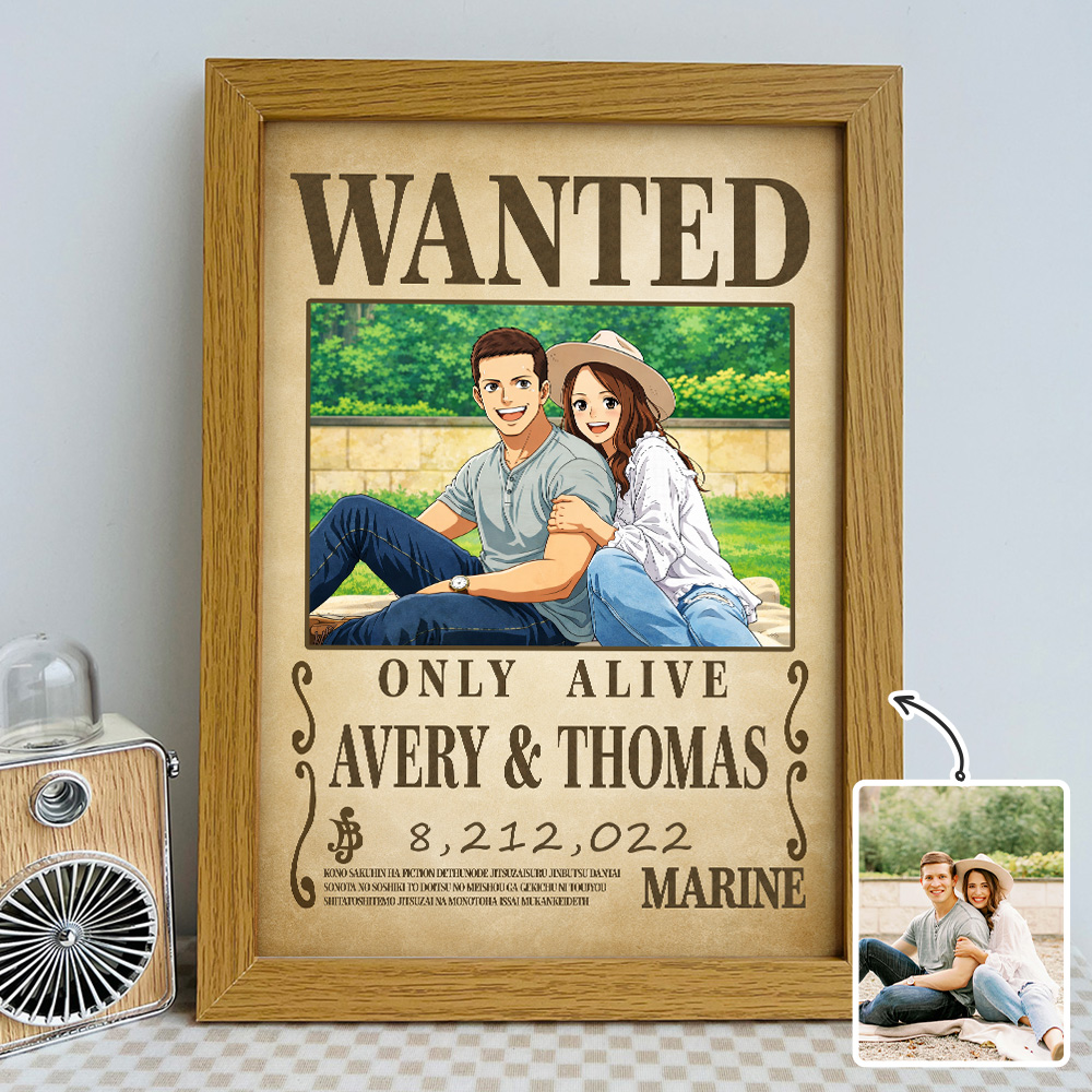 50%OFF⚓Custom Anime Wanted Couple Portrait, Pirate Theme Frame Gift
