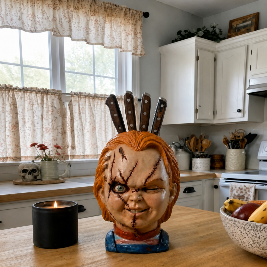 Horror Knife Holder Block Halloween Kitchen Decor
