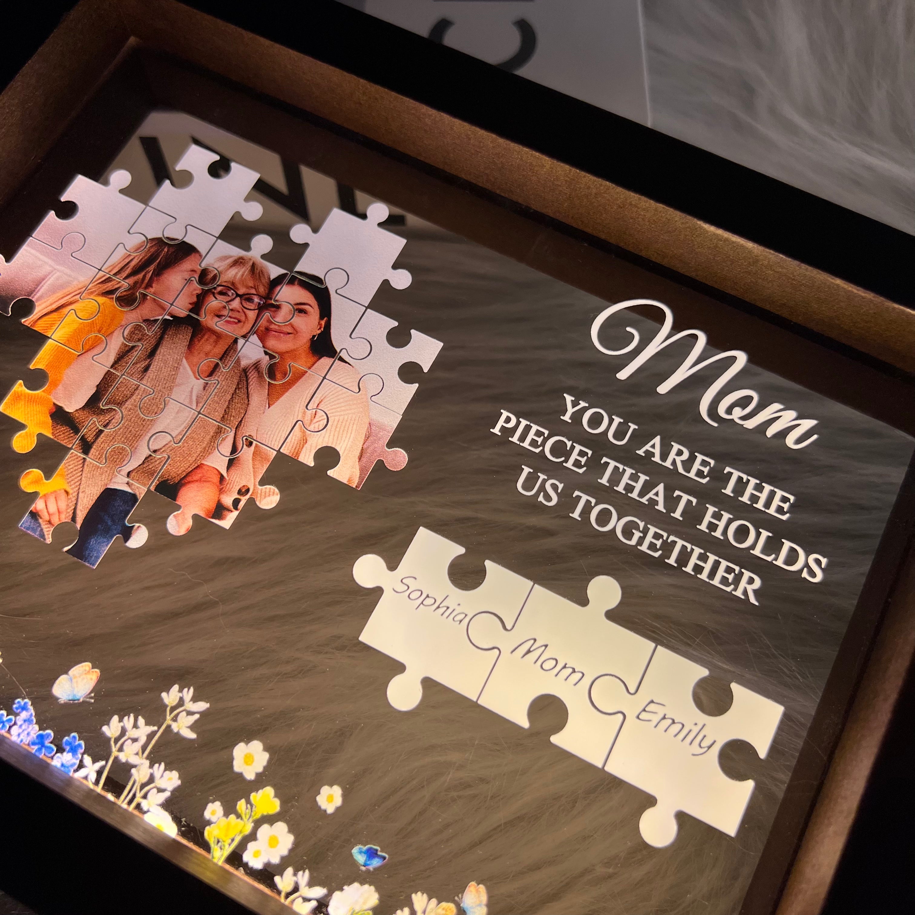 Personalized Photo Names Puzzle Light Frame Mom You Are The Piece That Holds Us Together