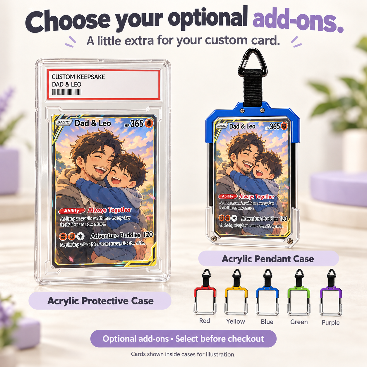 Personalized Anime Art Trading Card | Optional Acrylic Pendant