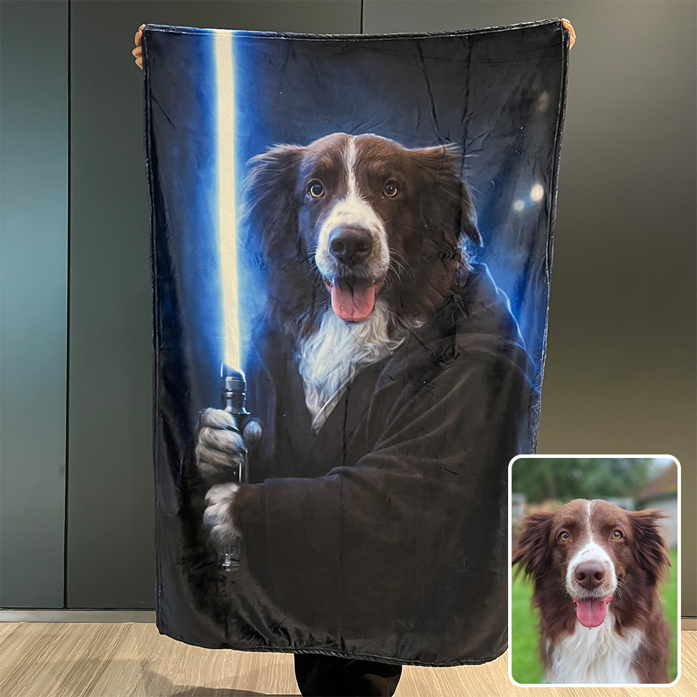 Custom Lightsaber Galactic Hero Pet Portrait Blanket🌍