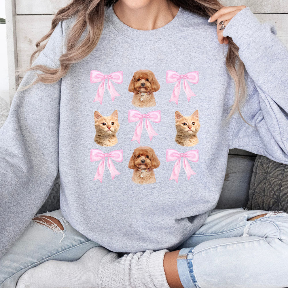 50%off⭐️Custom Pet Portrait With Bows Hoodie/Sweatshirt