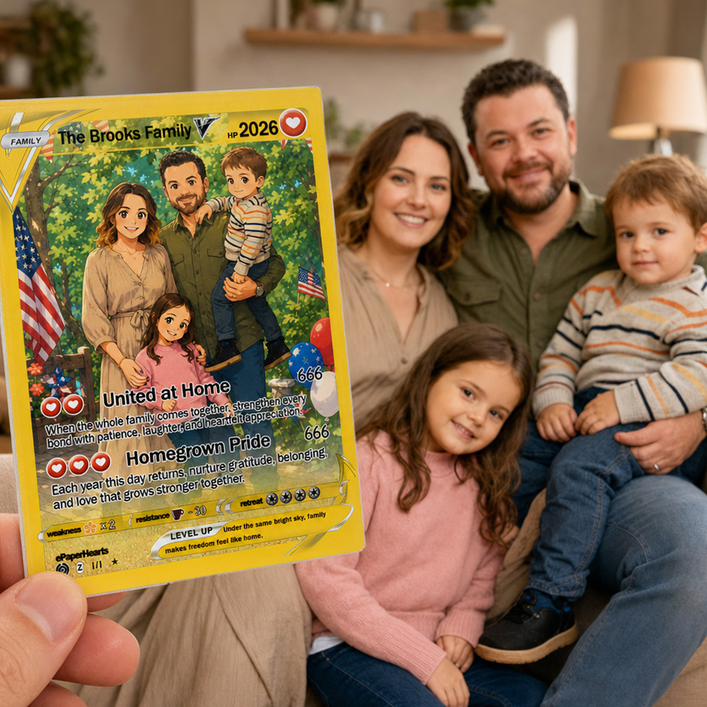 Custom 250th Anniversary V Pokecard Family Photo Anime Card