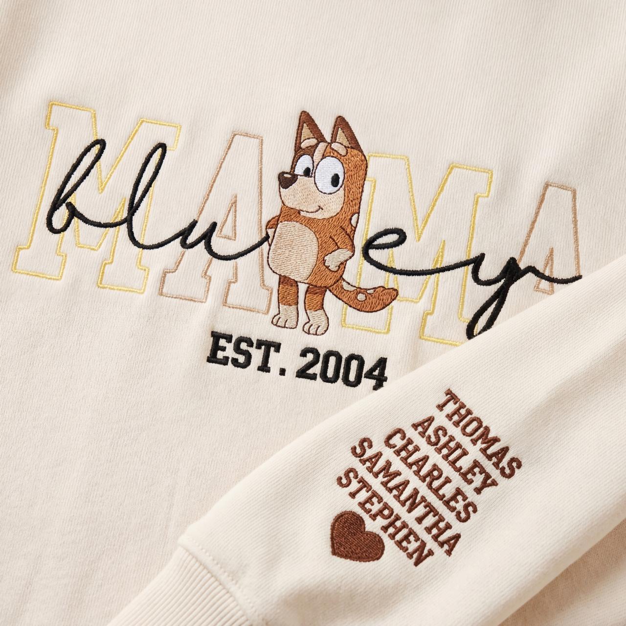 50% OFF 🐶 Custom Embroidered Mama Sweatshirt – Personalized Name & Year Crewneck Gift for Moms