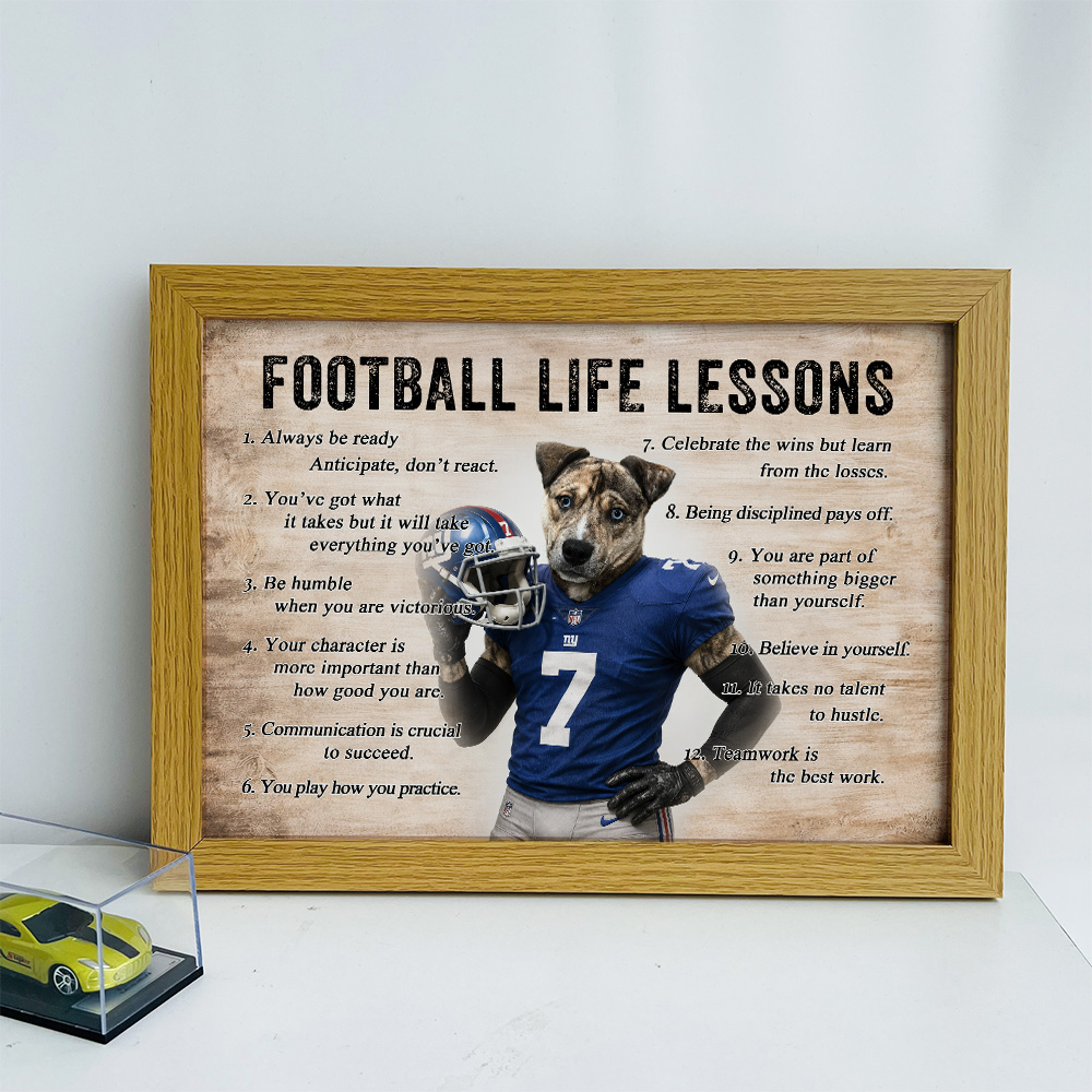 50%OFF🏈Custom Football Pet Portrait Frame, Football Life Lessons Canvas