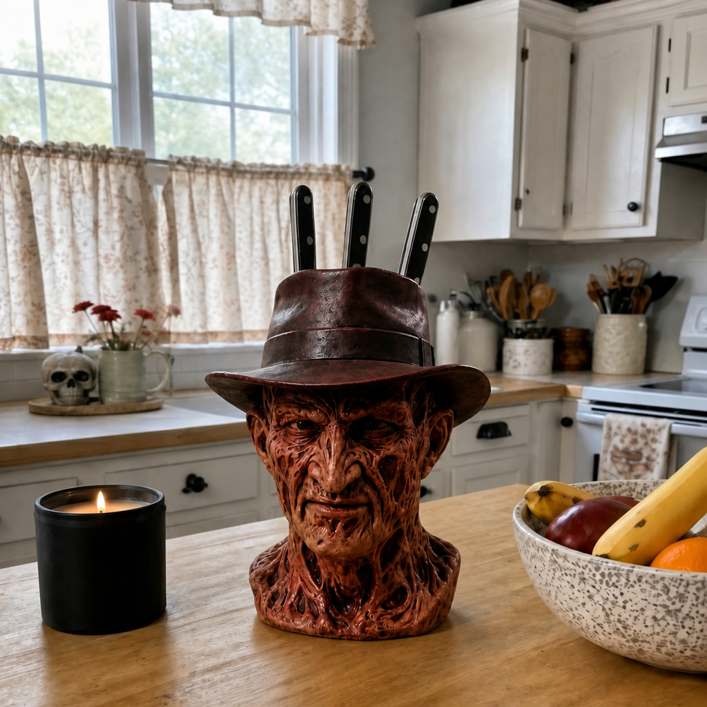 Horror Knife Holder Block Halloween Kitchen Decor