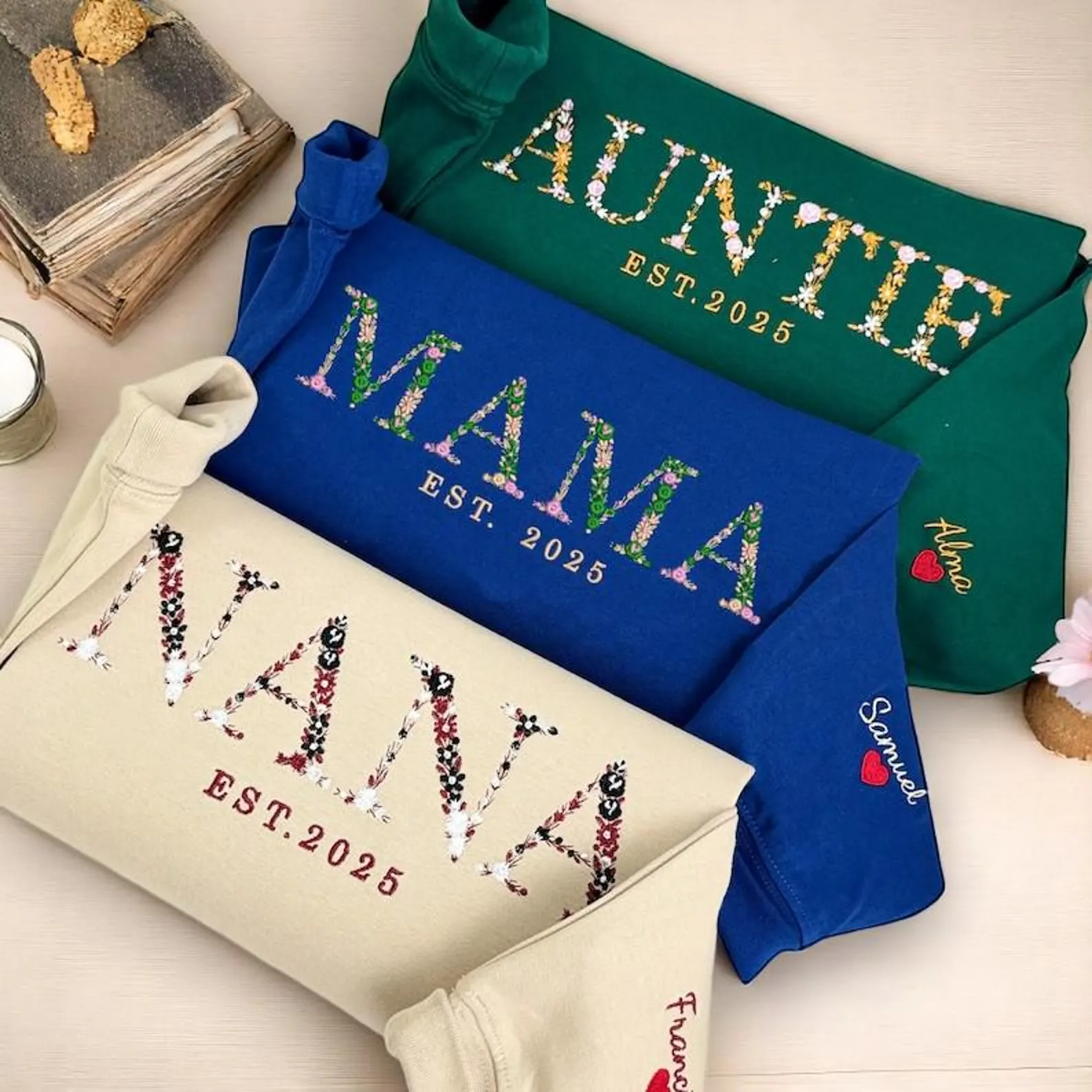 50% off ✨Custom Floral Mama Embroidered Sweatshirt