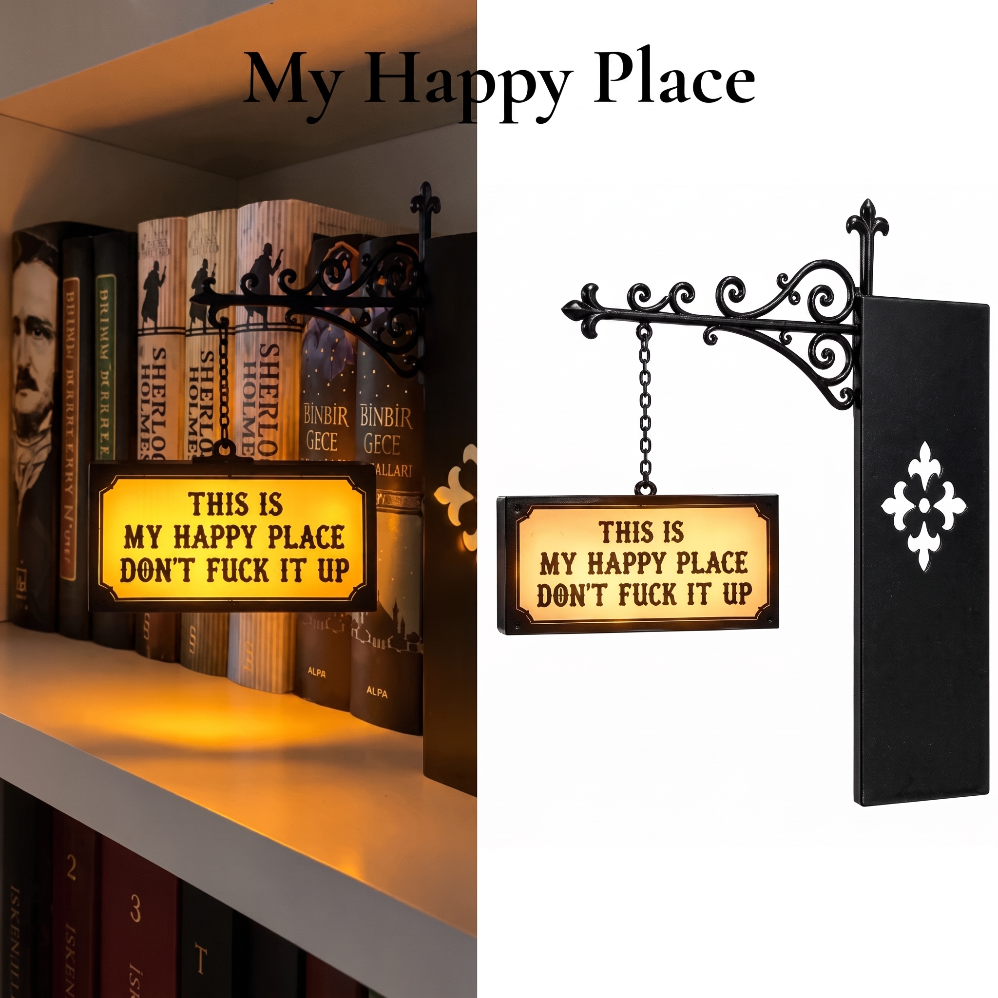 Halloween Bookshelf Lantern Bookend Set Ghost Pumpkin Witch Hat Haunted House & Black Cat Bookshelf Lamp Halloween Book Decor