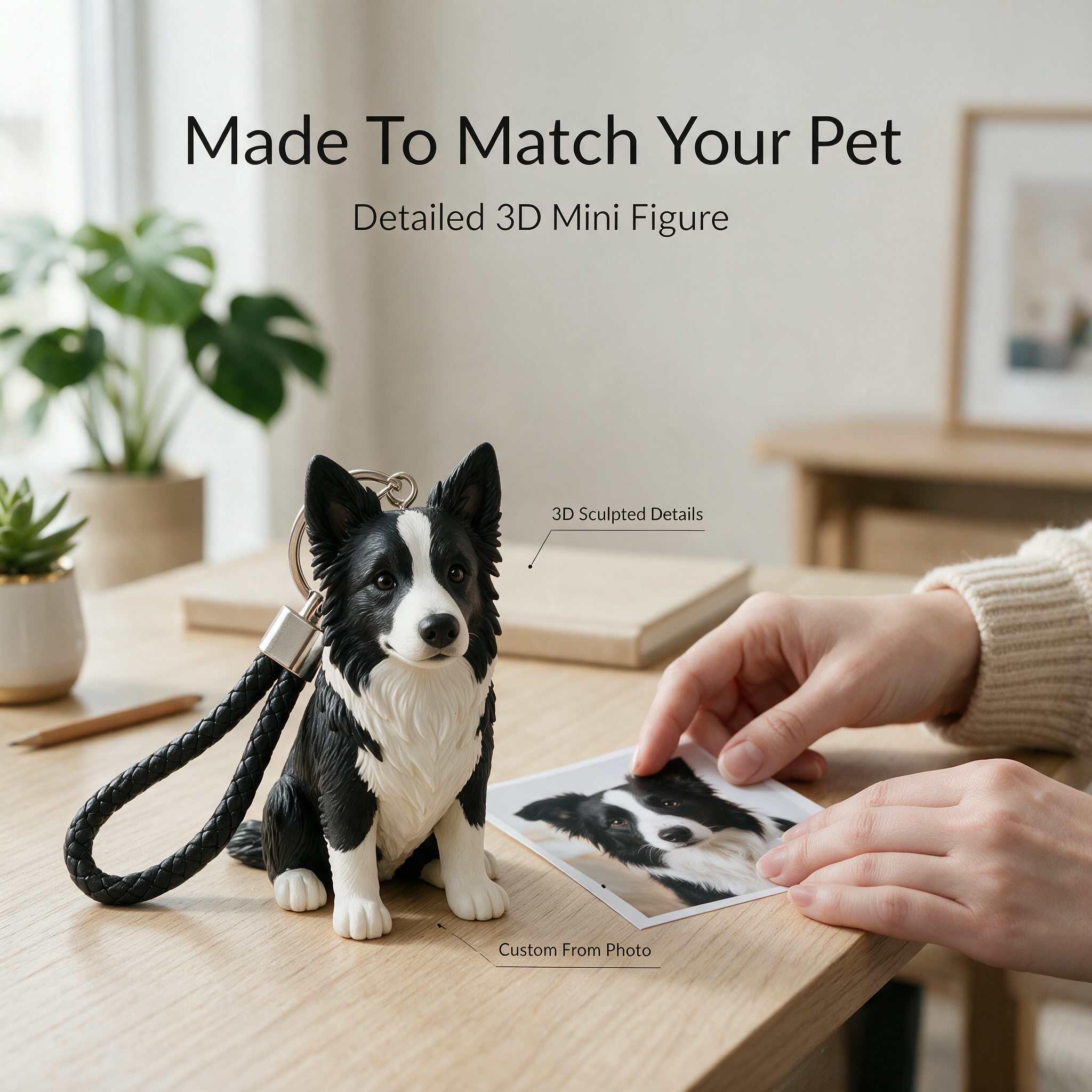 100% Handmade Personalized Pet 3D Mini Figure Keychain Bag Tag