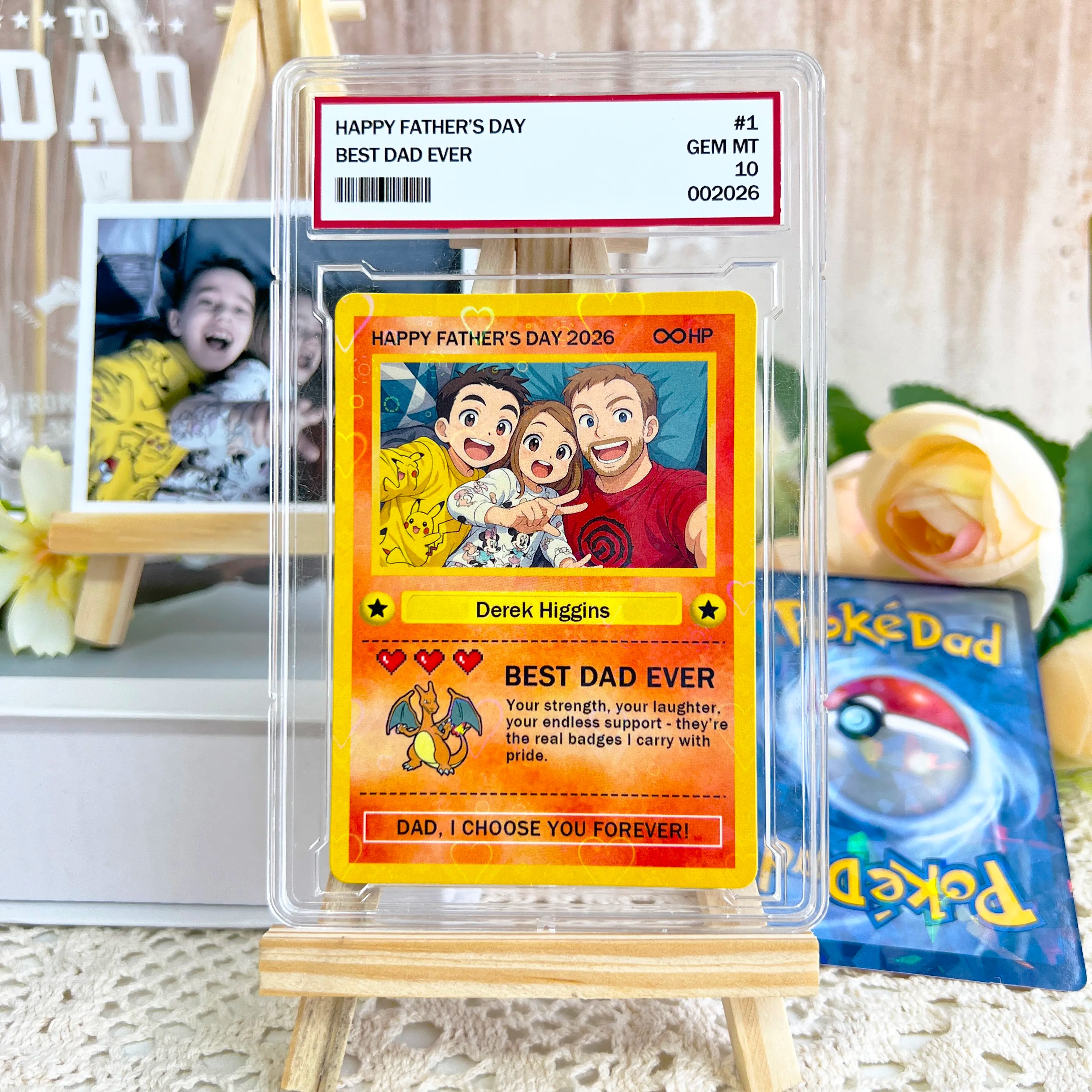 Custom Anime Photo "Best Dad Ever" Trading Card