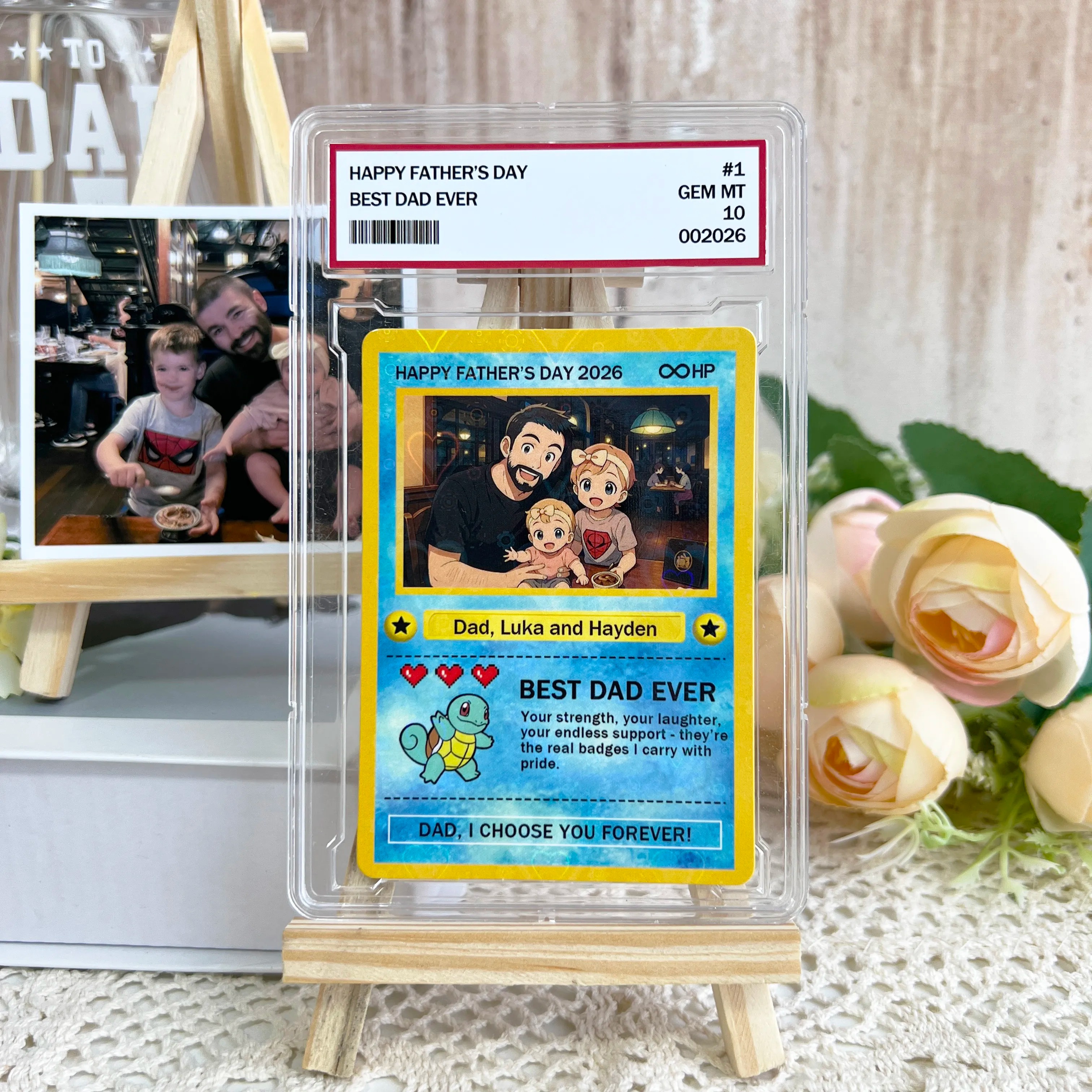 Custom Anime Photo "Best Dad Ever" Trading Card