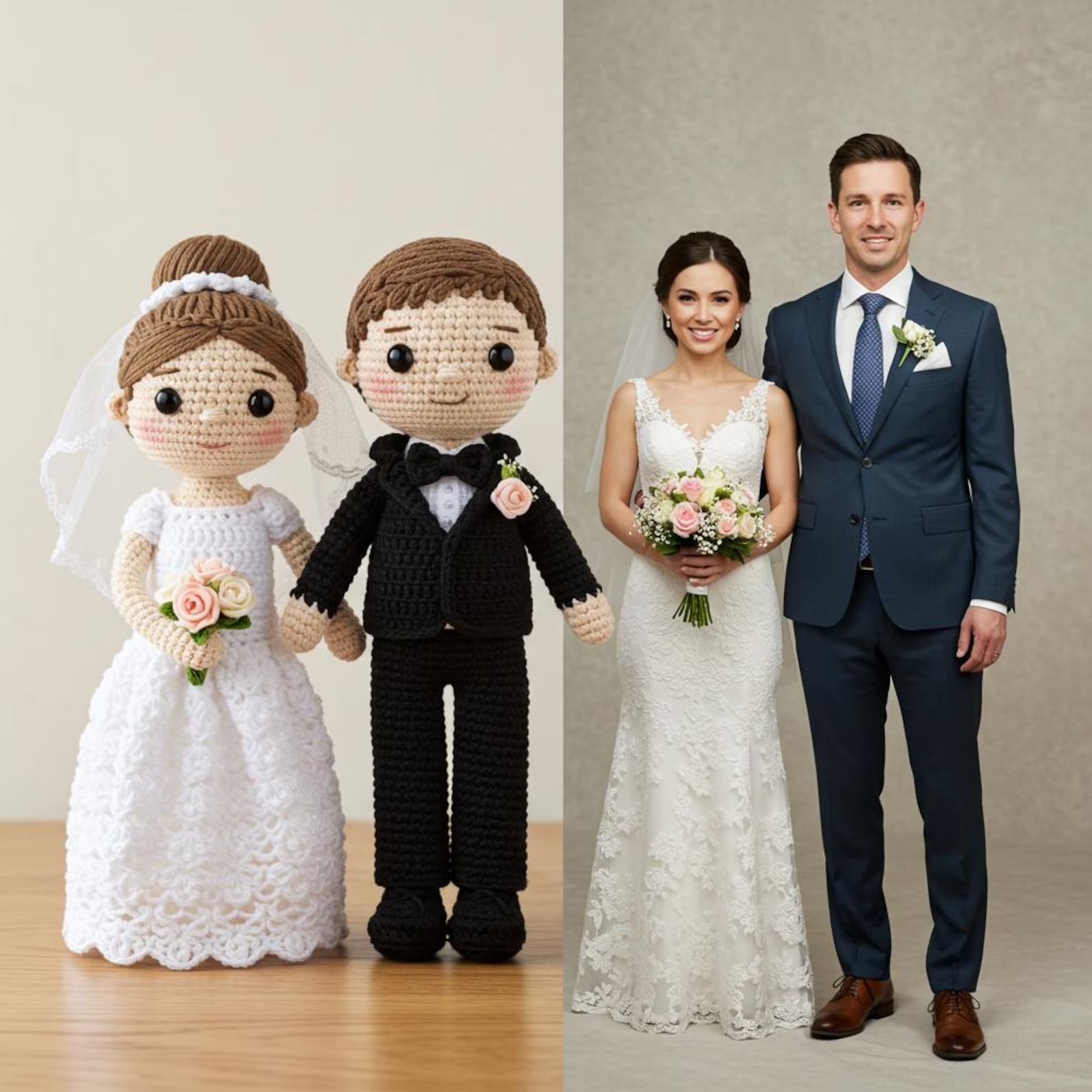 Custom  Mini  Crochet Couple Unique Handmade Figurines  Dolls