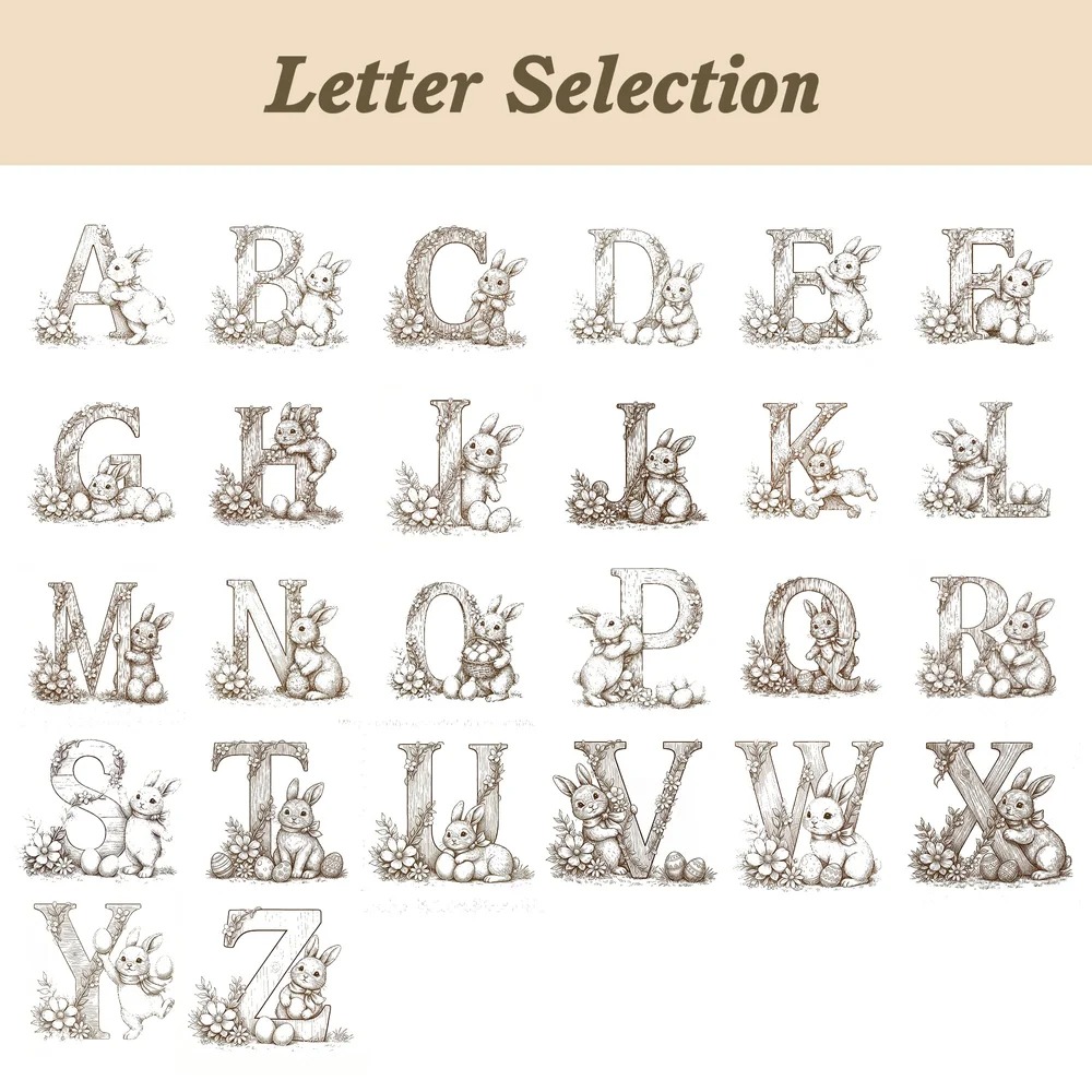 Personalized Bunny Floral Wooden Easter Egg with Name & Initial – Reusable Hollow Speckled Keepsake, Large Easter Basket Filler Gift for Kids