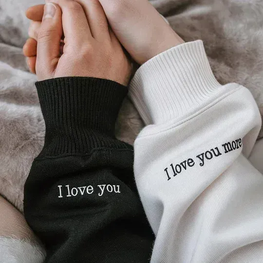 Custom Embroidered Photo Couple LOVE Est Year Sweatshirt