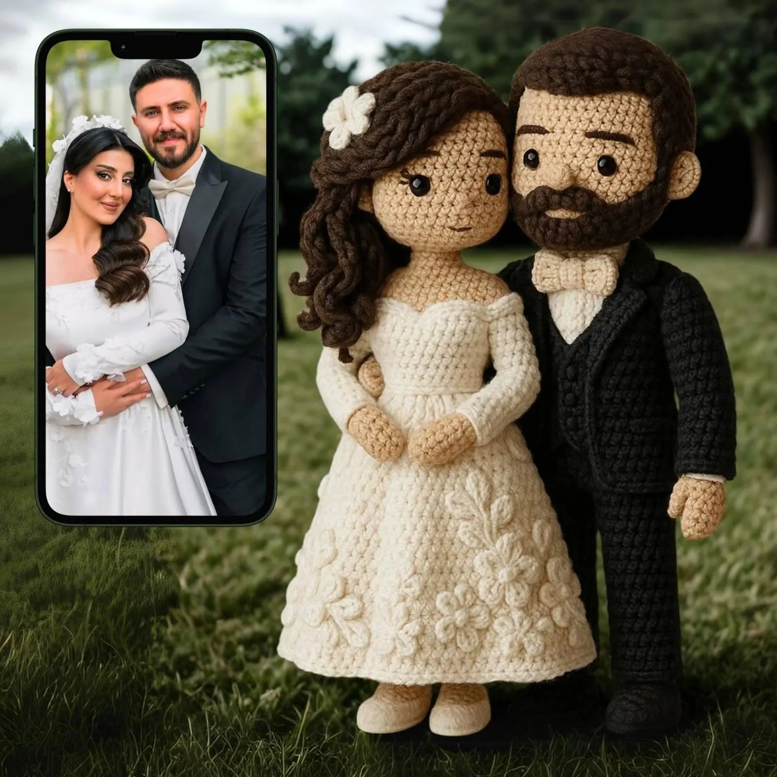 Custom  Mini  Crochet Couple Unique Handmade Figurines  Dolls