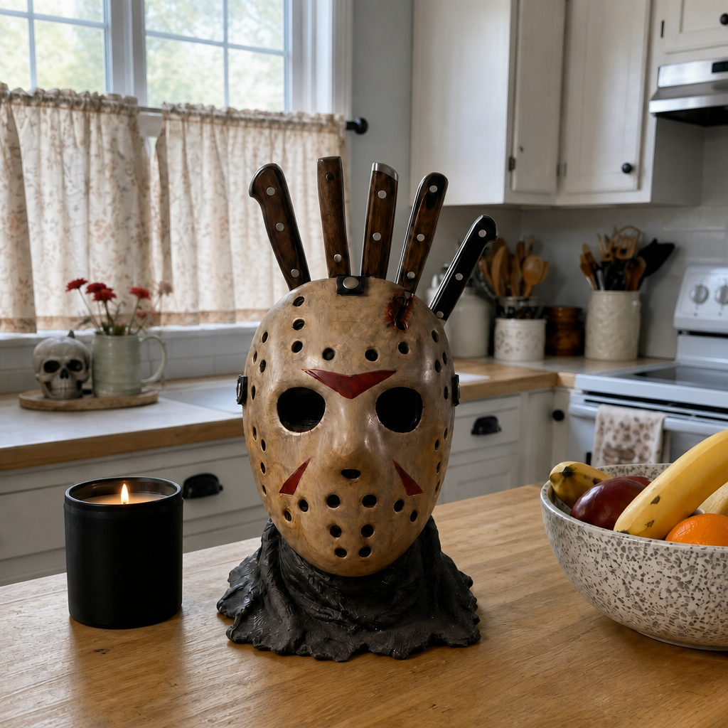 Horror Knife Holder Block Halloween Kitchen Decor