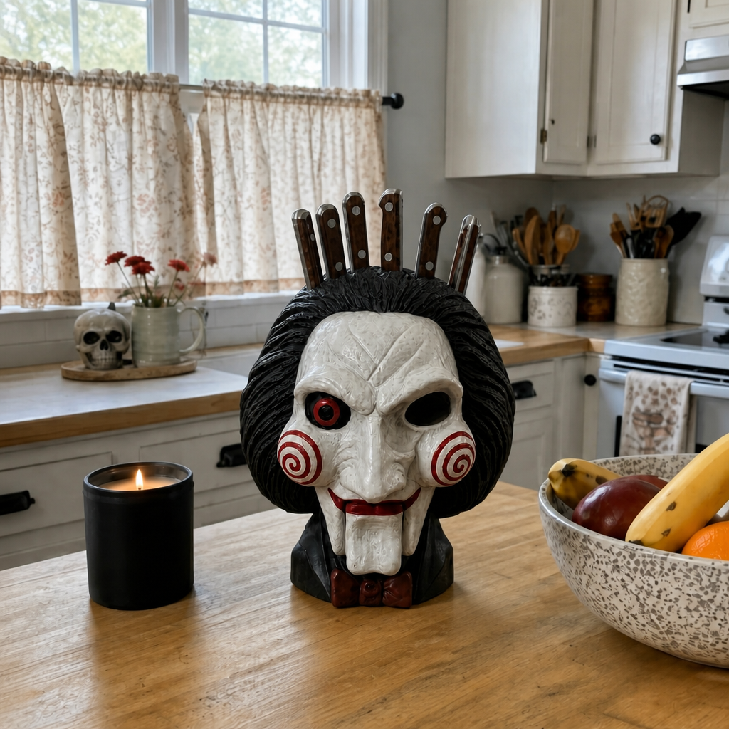 Horror Knife Holder Block Halloween Kitchen Decor