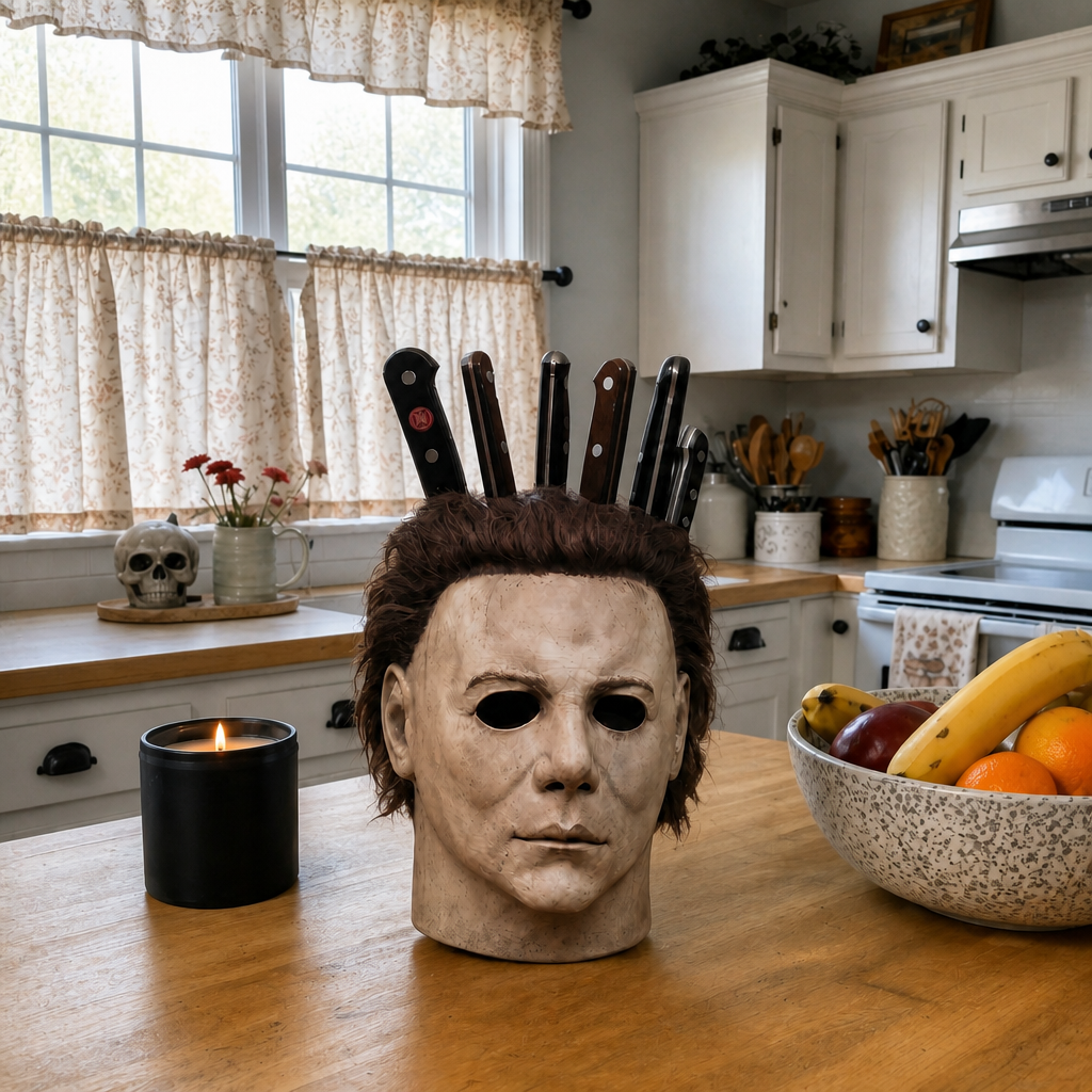 Horror Knife Holder Block Halloween Kitchen Decor