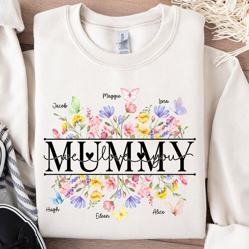 50% OFF🌟Custom Mummy with Kid Name Sweatshirt, Hoodie