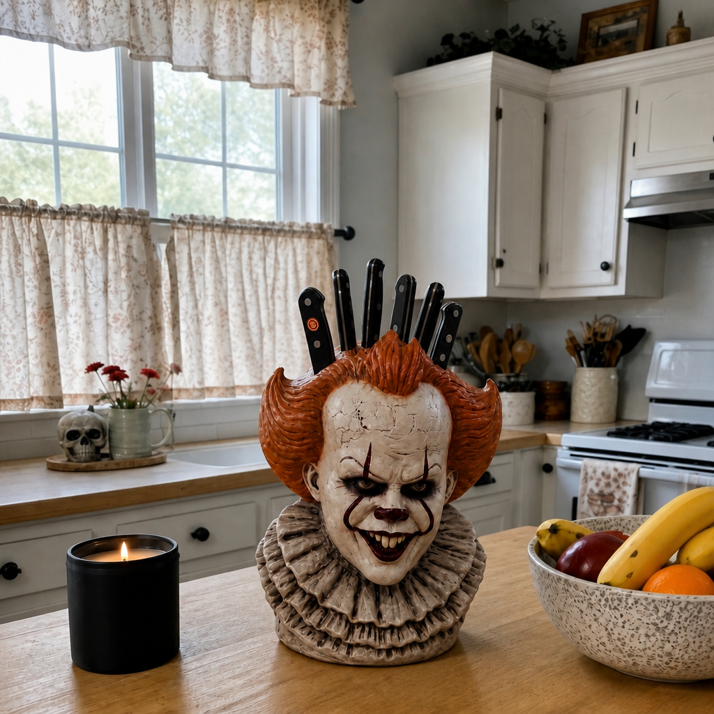 Horror Knife Holder Block Halloween Kitchen Decor