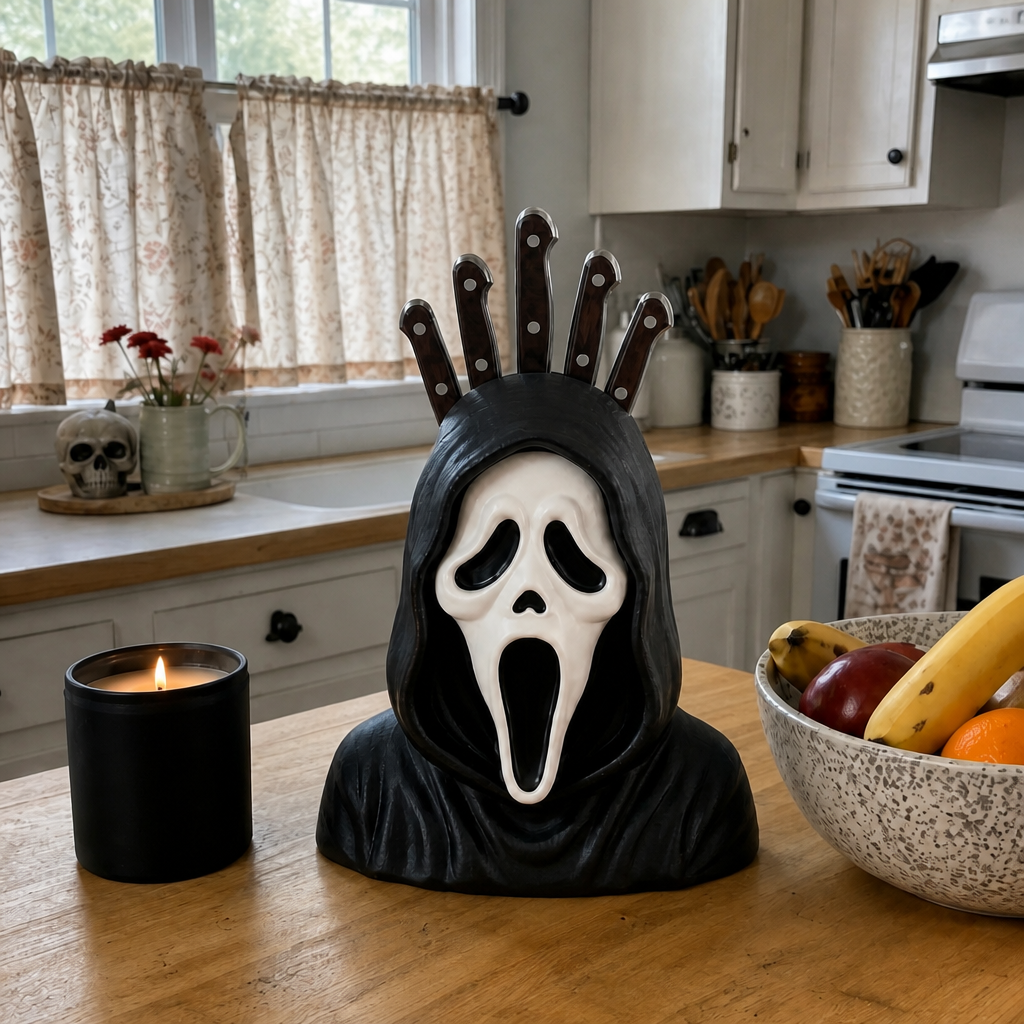 Horror Knife Holder Block Halloween Kitchen Decor