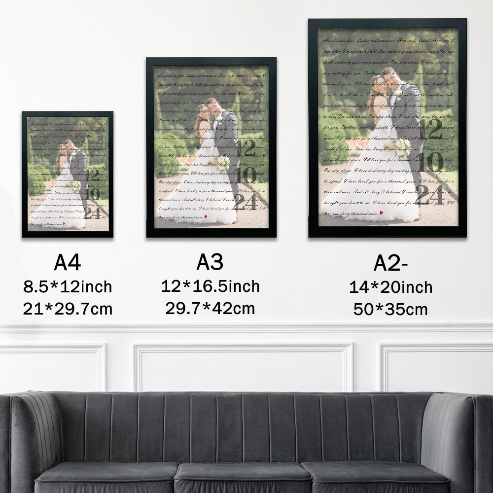 Custom Song Lyrics Couple Photo Frame, Wedding Anniversary Gift