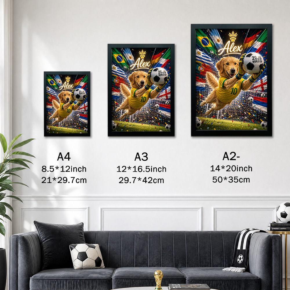 Custom Pet Portrait 2026 World Cup Frame With Pet Name