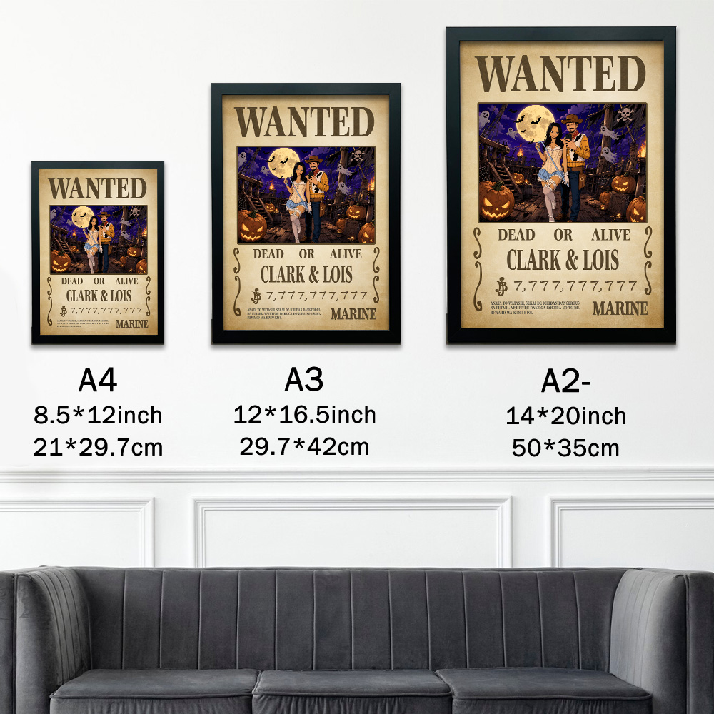 50%OFF⚓Custom Anime Wanted Couple Portrait, Pirate Theme Frame Gift