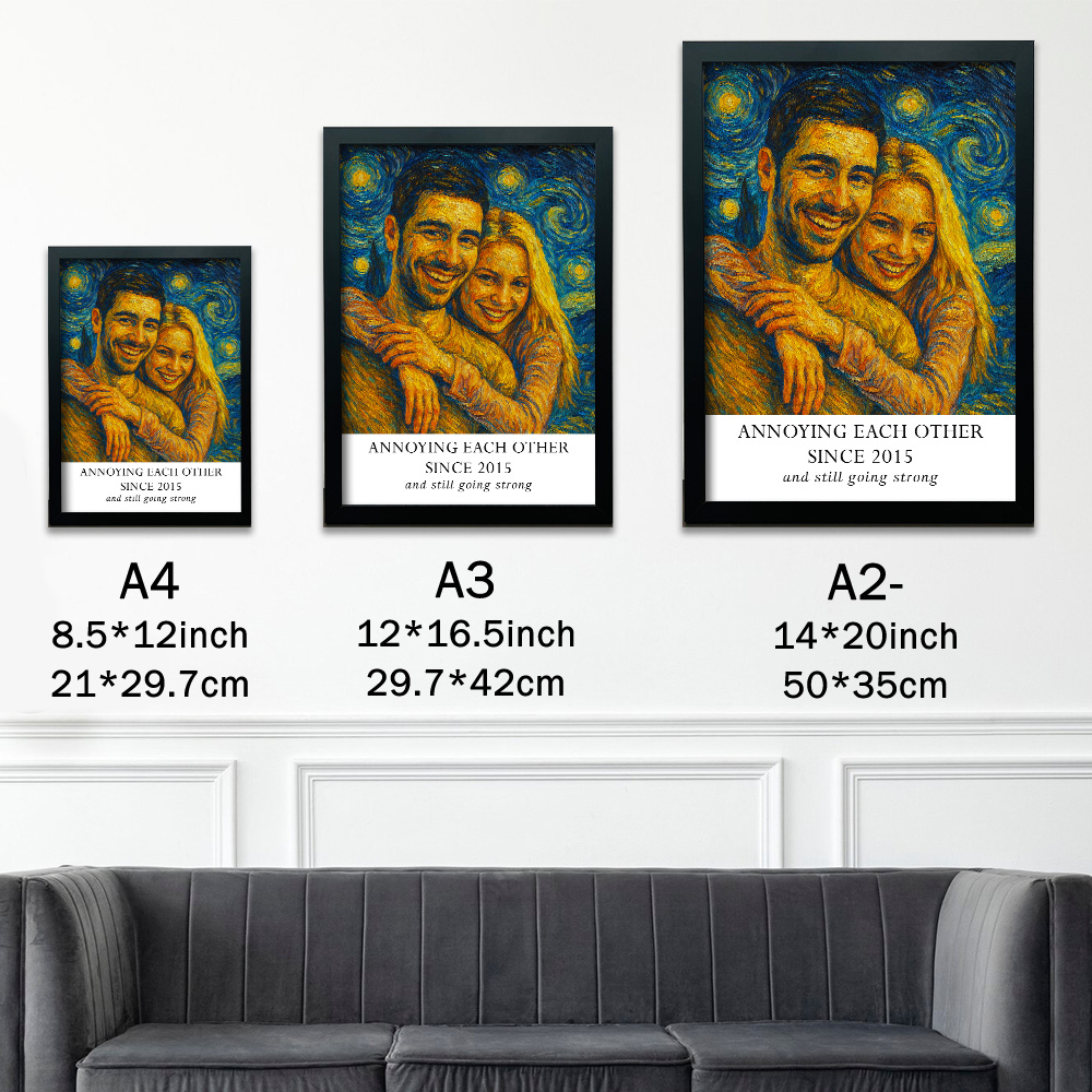 Custom Couple Van Gogh Style Portrait Wall Art