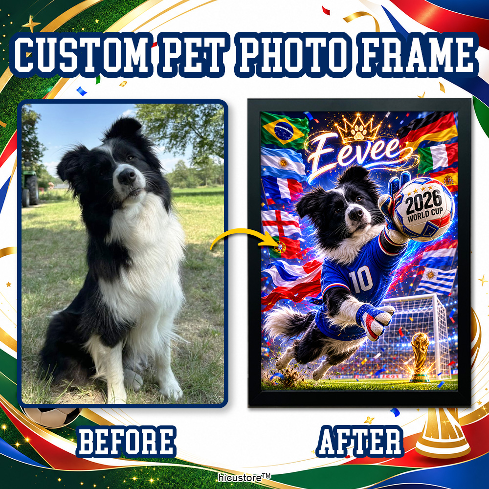 Custom Pet Portrait 2026 World Cup Frame With Pet Name