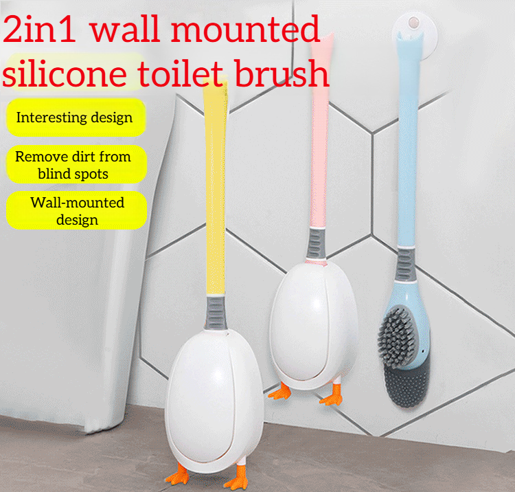 2-in-1 Wall-mounted Silicone Toilet Brush