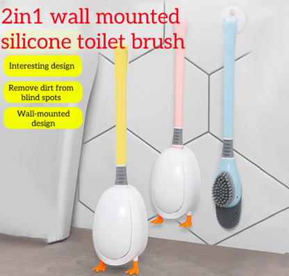 2-in-1 Wall-mounted Silicone Toilet Brush