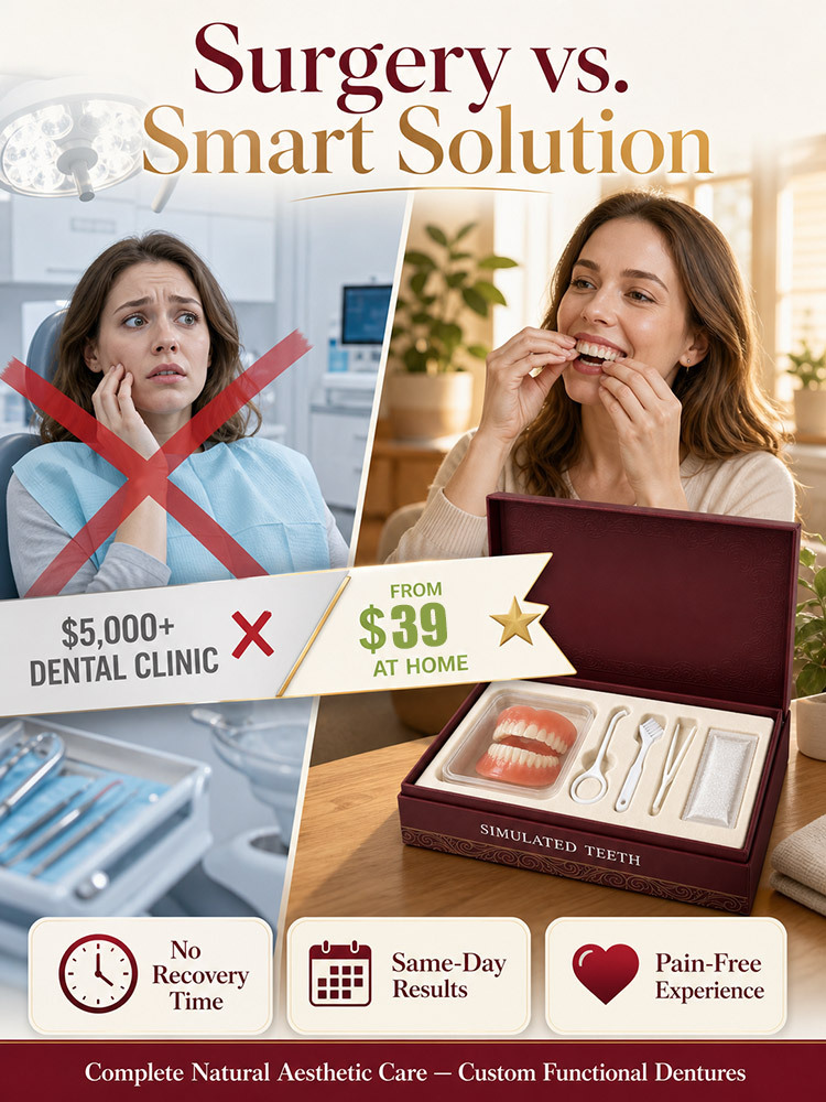 [Quickly Restore a Full Set of Missing Teeth] Premium Full-Mouth Denture Set