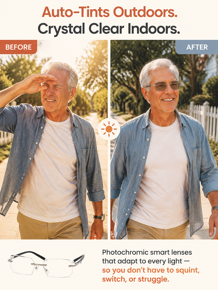 [Designed by an Italian Designer] Frameless Blue Light-Blocking Photochromic Reading Glasses