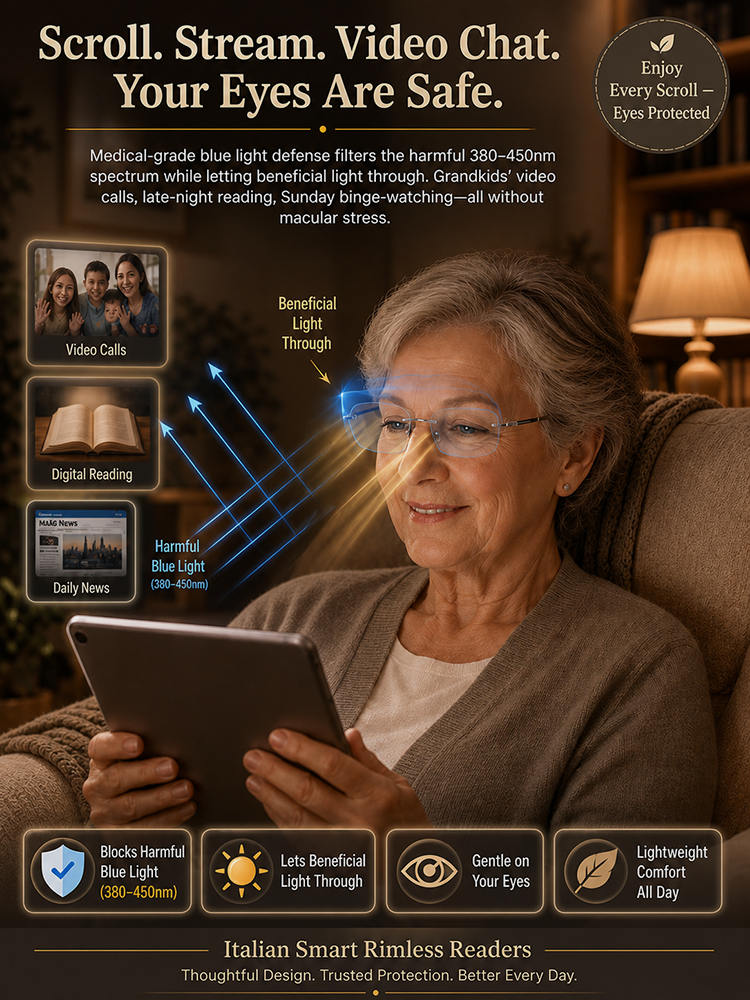 [Designed by an Italian Designer] Frameless Blue Light-Blocking Photochromic Reading Glasses