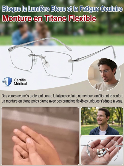 [Convient à tous les âges] Lunettes de lecture à verres photochromiques et à varifocaux sans monture