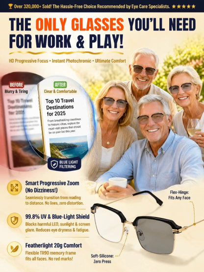 Ultra-clear cellular photochromic presbyopic glasses
