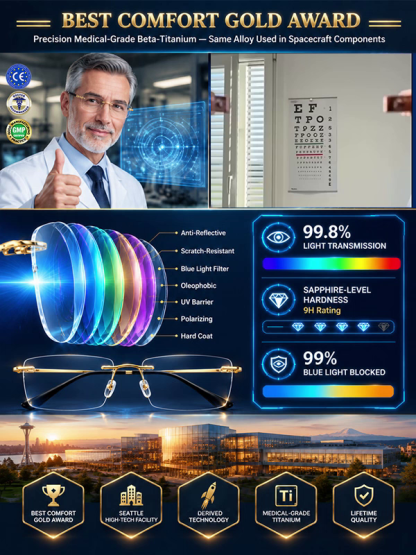 [Ultra-Lightweight and Barely Noticeable] Medical-Grade Pure Titanium Photochromic Reading Glasses