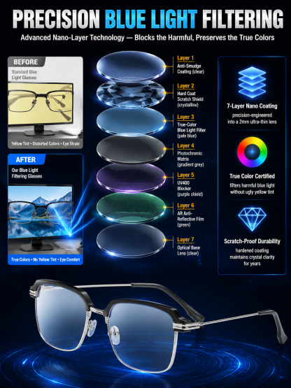 Ultra-clear cellular photochromic presbyopic glasses
