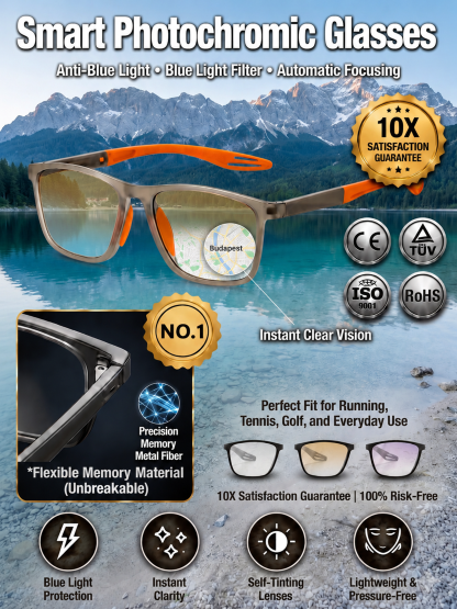 [100% Money-Back Guarantee] Sports-Style 2-in-1 UV-Protective Photochromic Reading Glasses