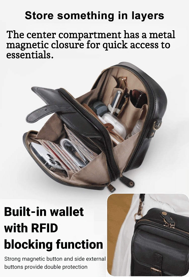 Vintage Double Layer Large Capacity Messenger Bag