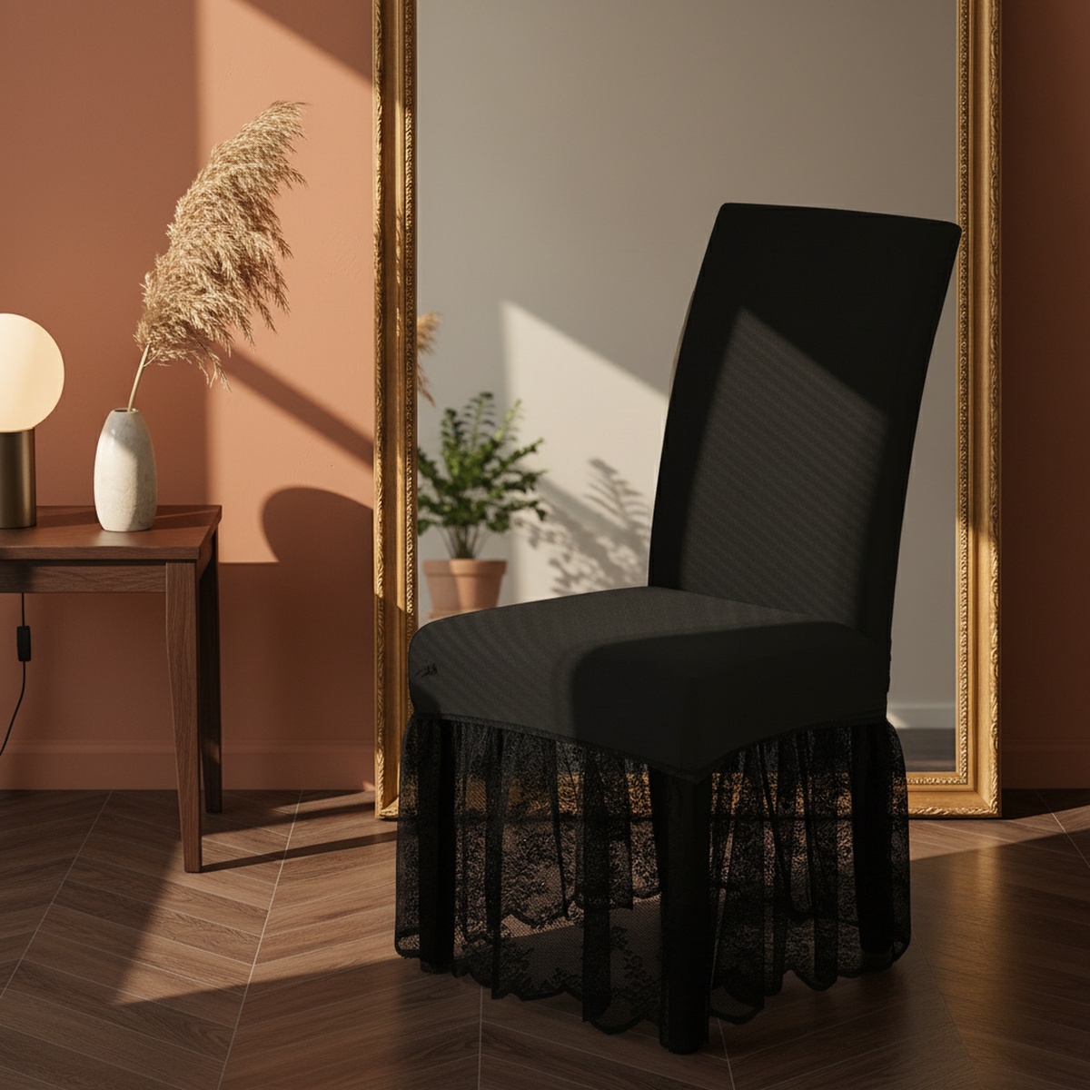 Easy-to-install solid color chair slipcover