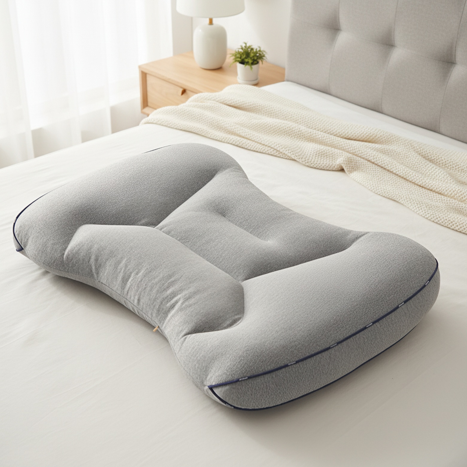 Side profile of Black Gold Hose Pillow