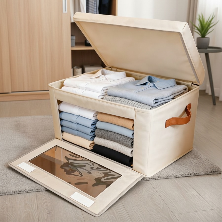 Wardrobe clothing organizer with easy access side opening