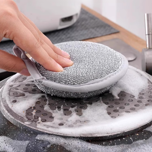  Double-Sided Silver Thread Sponge Cloth